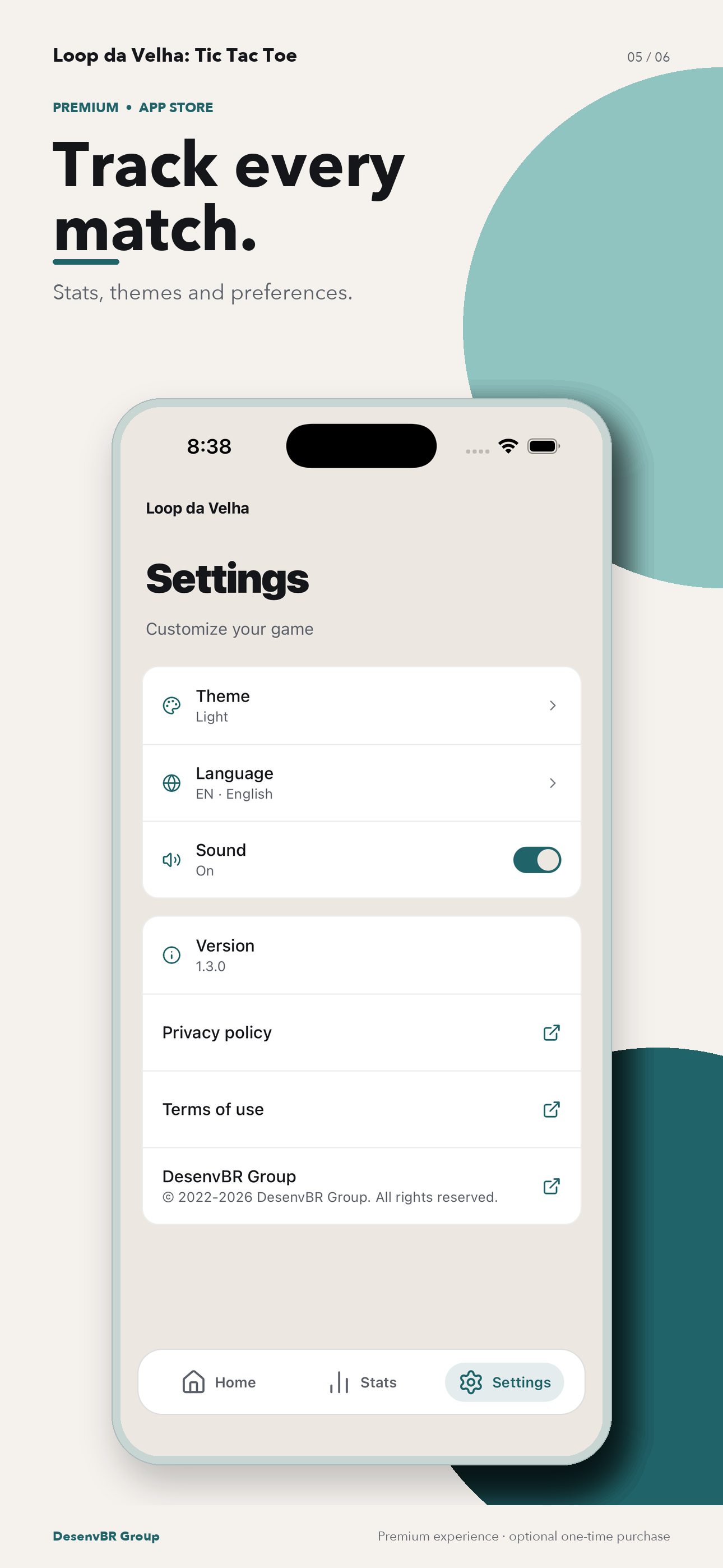 Stats, themes and preferences.