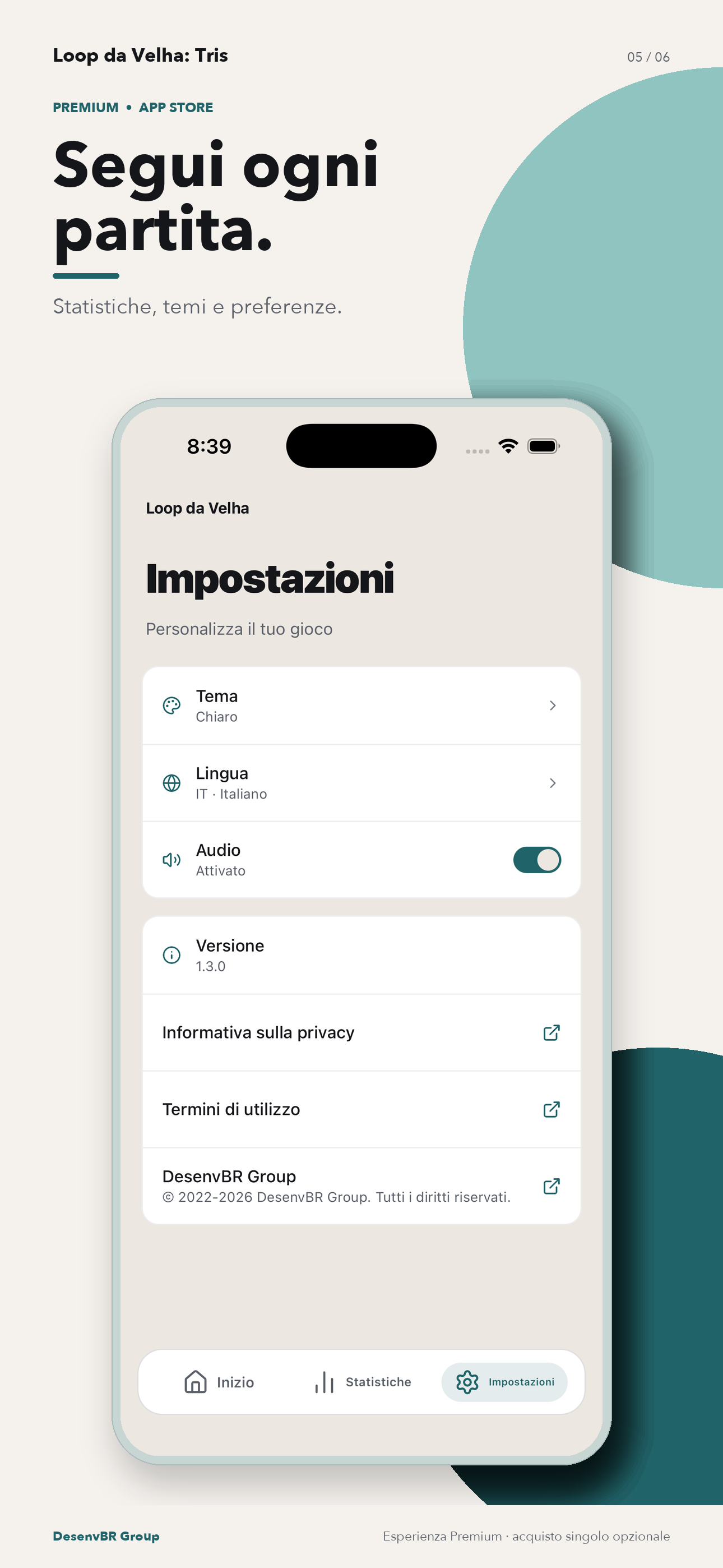 Statistiche, temi e preferenze.